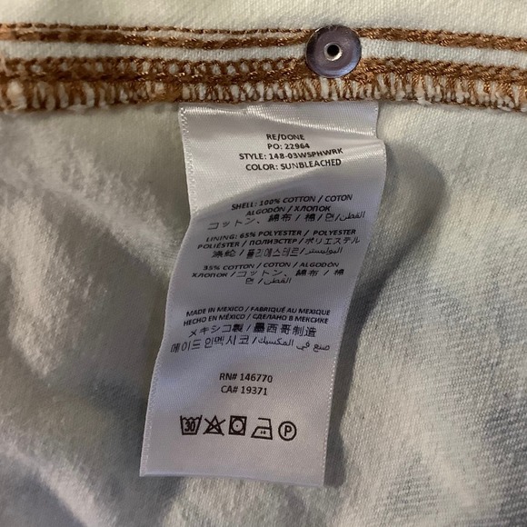NEW! RE/DONE Sunbleach Super High Workwear $395 msrp Size 27 Jeans White I8-13 - Picture 8 of 10
